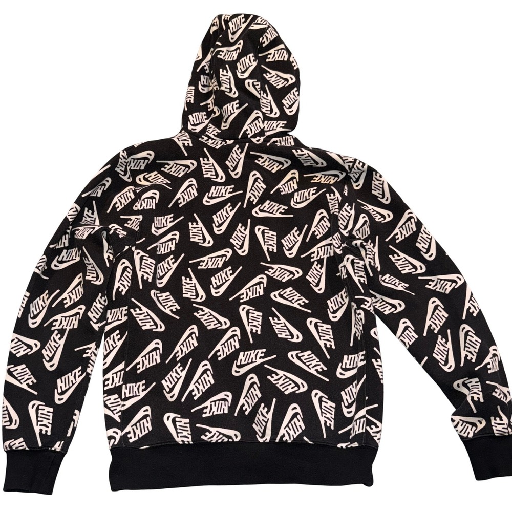 Nike All Over Logo Print Hoodie Black White Men's Size XS‎ - Picture 2 of 7